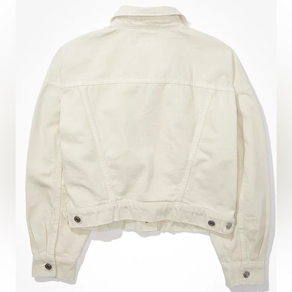 American Eagle AE Cropped white Denim Jacket women’s size small - Picture 4 of 7
